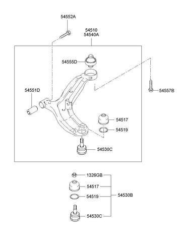 ARM COMPLETE-LWR LH 54500-25000 5450025000 54500 25000