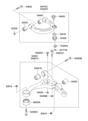 ARM ASSY-FR UPR,LH <br>54410-3K000, <br>544103K000, <br>54410 3K000 <br>(Original, New)