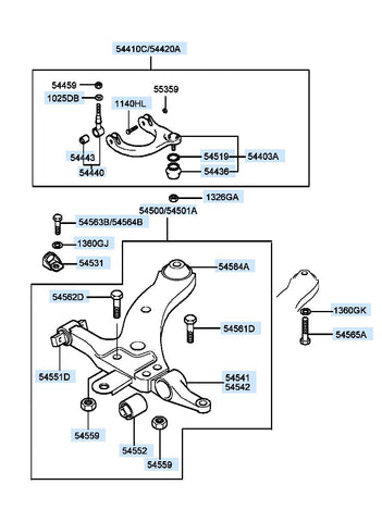 ARM ASSY-FR UPR,RH <br>54420-3F601, <br>544203F601, <br>54420 3F601 <br>(Original, New)