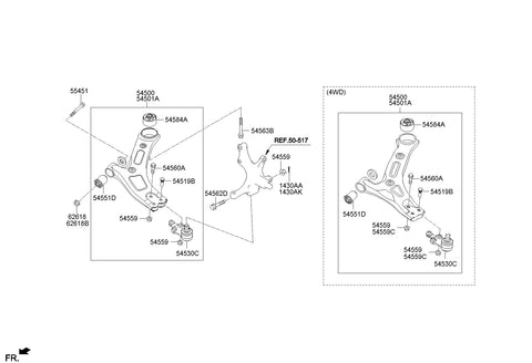 ARM COMPLETE-FR LWR RH 54501-4H400 545014H400 54501 4H400