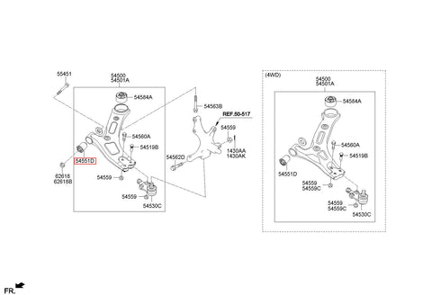 BUSH-FR LWR ARM"A" 54551-4H000 (Original, New)