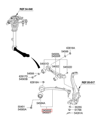 TENSION ARM ASSY-FR,LH 54505-3T050 (Original, New)