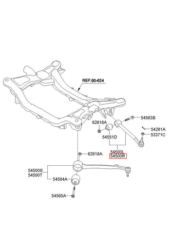 LATERAL ARM ASSY-FR,RH 54501-2M000 (Original, New)