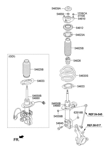 STRUT ASSY-FR LH <br>54651-3V500, <br>546513V500, <br>54651 3V500 <br>(Original, New)