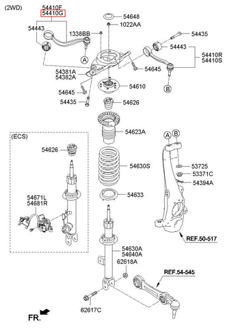 FR ARM ASSY-FR UPR,RH 54401-3T050 (Original, New)