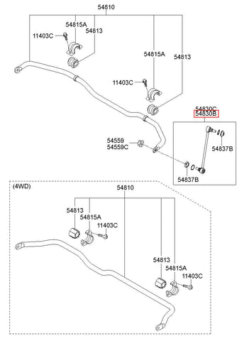 LINK ASSY-FR STABILIZER LH 54830-4H200 (Original, New)