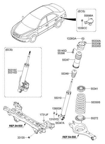 BUMPER-RR SPRING <br>55348-3K010, <br>553483K010, <br>55348 3K010 <br>(Original, New)