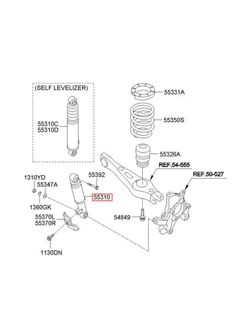 SHOCK ABSORBER ASSY-RR 55310-2P500 (Original, New)