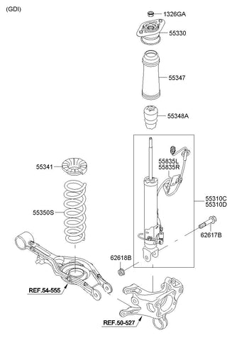 SHOCK ABSORBER ASSY-REAR RH 55321-3V700 553213V700 55321 3V700