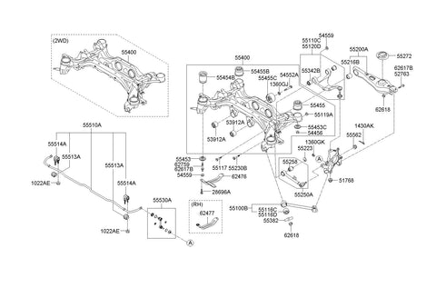 ARM ASSY-RR UPR LH 55230-2B000 552302B000 55230 2B000