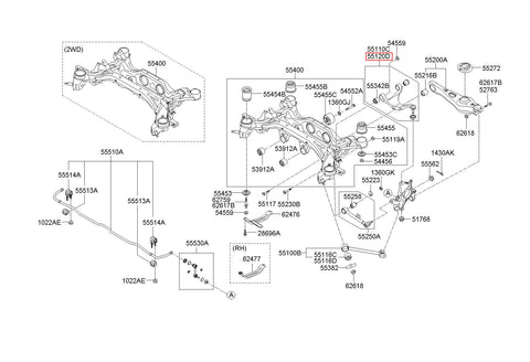 ARM ASSY-RR UPR RH 55240-2B000 (Original, New)