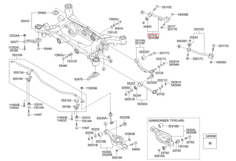 FR ARM ASSY-RR UPR LH 55100-3N000 (Original, New)