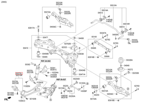 ARM ASSY-RR TRAILING ARM,LH 55270-2W600 (Original, New)