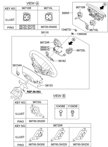 SWITCH ASSY-STRG REMOTE CONT RH <br>96720-3N101, <br>967203N101, <br>96720 3N101 <br>(Original, New)