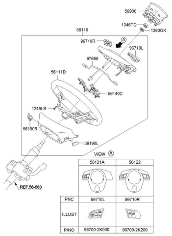 SWITCH ASSY-STRG REMOTE CONT RH <br>96700-2K205ALK, <br>967002K205ALK, <br>96700 2K205ALK <br>(Original, New)