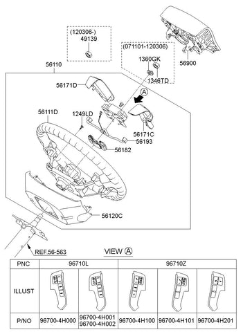 WHEEL ASSY-STEERING <br>56110-4H6006Y, <br>561104H6006Y, <br>56110 4H6006Y <br>(Original, New)