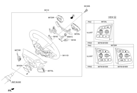 SWITCH ASSY-STRG RH <br>96700-B15004X, <br>96700B15004X, <br>96700 B15004X <br>(Original, New)