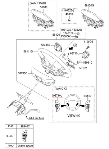 SWITCH ASSY-STRG REMOTE CONT L 96710-4D110DP (Original, New)