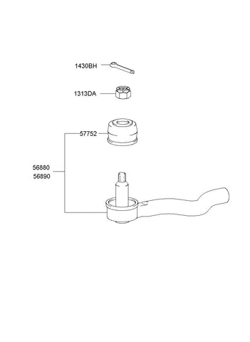 END ASSY-TIE ROD,RH <br>56820-38900, <br>5682038900, <br>56820 38900 <br>(Original, New)