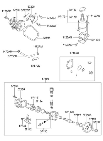 PUMP ASSY-POWER STEERING OIL <br>57100-M2020, <br>57100M2020, <br>57100 M2020 <br>(Original, New)