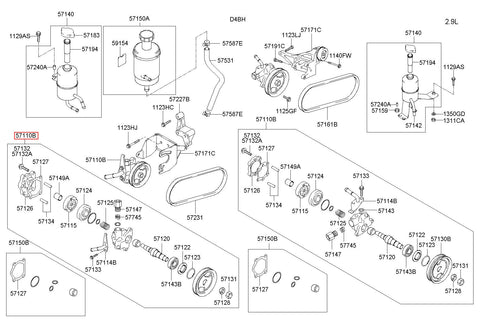 PUMP ASSY-POWER STEERING OIL 57110-H1300 (Original, New)