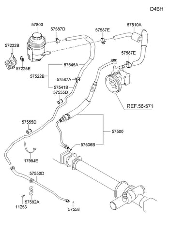 TUBE & HOSE ASSY-PRESSURE <br>57500-4F020, <br>575004F020, <br>57500 4F020 <br>(Original, New)