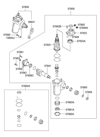 GEAR ASSY-POWER STEERING <br>57600-5H001, <br>576005H001, <br>57600 5H001 <br>(Original, New)