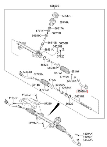 END ASSY-TIE ROD LH 56820-3X000 (Original, New)