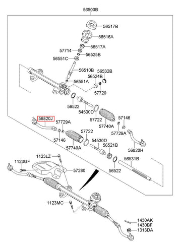 END ASSY-TIE ROD RH 56820-3X090 (Original, New)