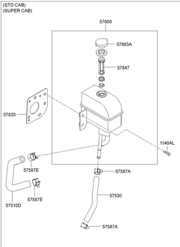 RESERVOIR ASSY-POWER STEERING <br>57800-5L200, <br>578005L200, <br>57800 5L200 <br>(Original, New)