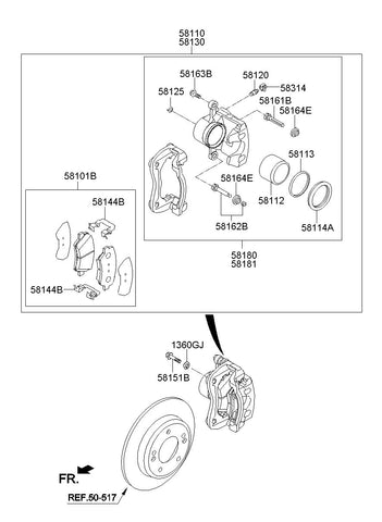 PAD KIT-FRONT DISC BRAKE <br>58101-A7A00, <br>58101A7A00, <br>58101 A7A00 <br>(Original, New)