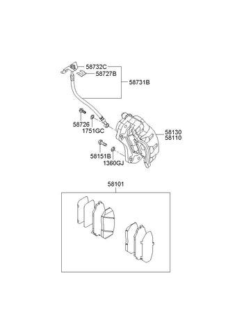 BRAKE ASSY-FR RH 58130-3J010 581303J010 58130 3J010