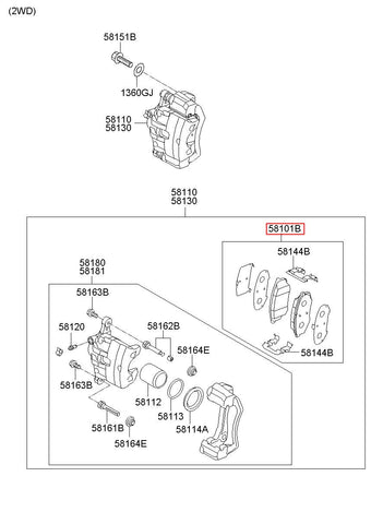 PAD KIT-FR DISC BRAKE 58101-2SA51 (Original, New)