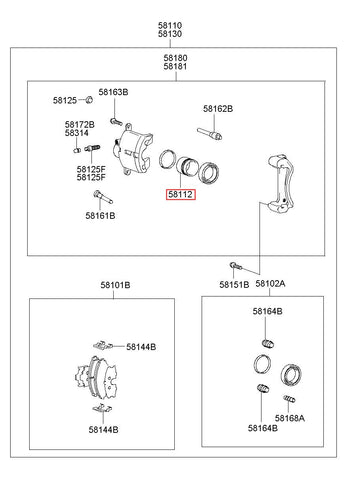 PISTON-FRONT DISC BRAKE 58112-33000 5811233000 58112 33000