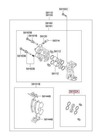 SEAL KIT-FR DISC BRAKE 58102-4FA00 (Original, New)