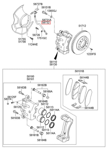 HOSE-BRAKE FR RH 58732-2P100 (Original, New)