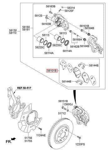 PAD KIT-FR DISC BRAKE 58101-2WA00 (Original, New)