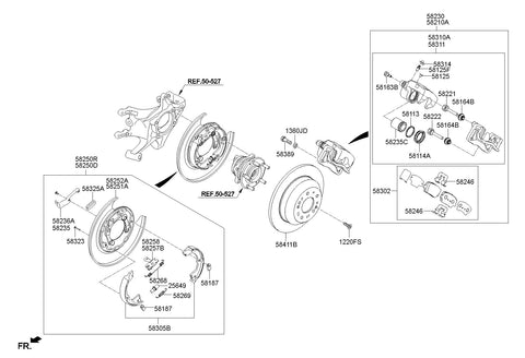 BRAKE ASSY-PARKING RR LH 58250-2W600 582502W600 58250 2W600