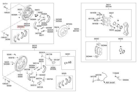 SHOE & LINING KIT-BRAKE 58350-3AA10 (Original, New)