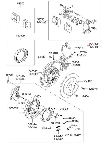 HOSE-BRAKE RR,LH 58737-3J000 (Original, New)