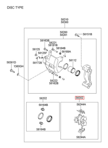 PAD KIT-RR DISC BRAKE 58302-H1A00 (Original, New)