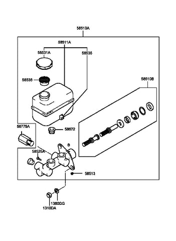 CYLINDER ASSY-BRAKE MASTER <br>58510-02020, <br>5851002020, <br>58510 02020 <br>(Original, New)