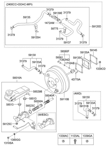CYLINDER ASSY-BRAKE MASTER <br>58510-4H250, <br>585104H250, <br>58510 4H250 <br>(Original, New)