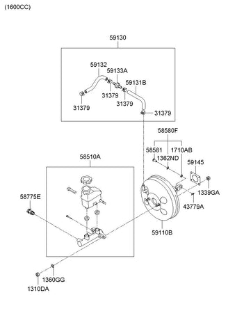 BOOSTER ASSY-BRAKE 59110-2H300 591102H300 59110 2H300