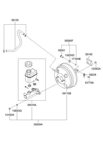 BOOSTER ASSY-MASTER CYLINDER ASSEMBLY 58500-2B302 585002B302 58500 2B302