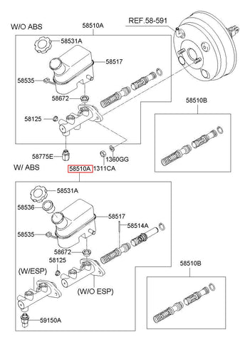 CYLINDER ASSY-BRAKE MASTER 58510-2E100 (Original, New)