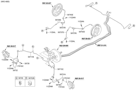 HOSE-BRAKE FRONTRH <br>58732-1M000, <br>587321M000, <br>58732 1M000 <br>(Original, New)