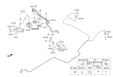HOSE-BRAKE FRONT LH 58731-2W000 587312W000 58731 2W000