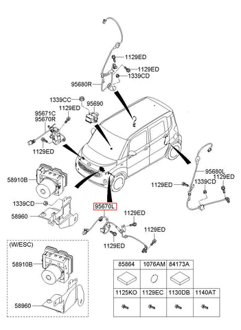 SENSOR ASSY-ABS FRONT WHEEL ,L 95670-C5000 (Original, New)