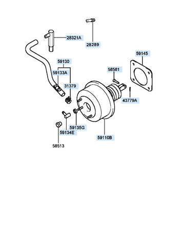 HOSE ASSY-BRAKE BOOSTER VACUUM <br>59130-2P220, <br>591302P220, <br>59130 2P220 <br>(Original, New)